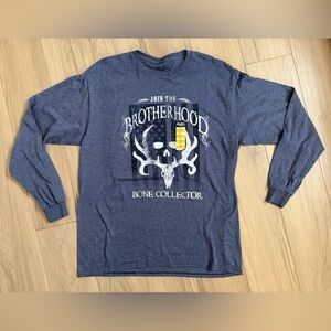 NWT Bone Collector Long Sleeve Shirt. Blue. Sz Large. Skull ligo